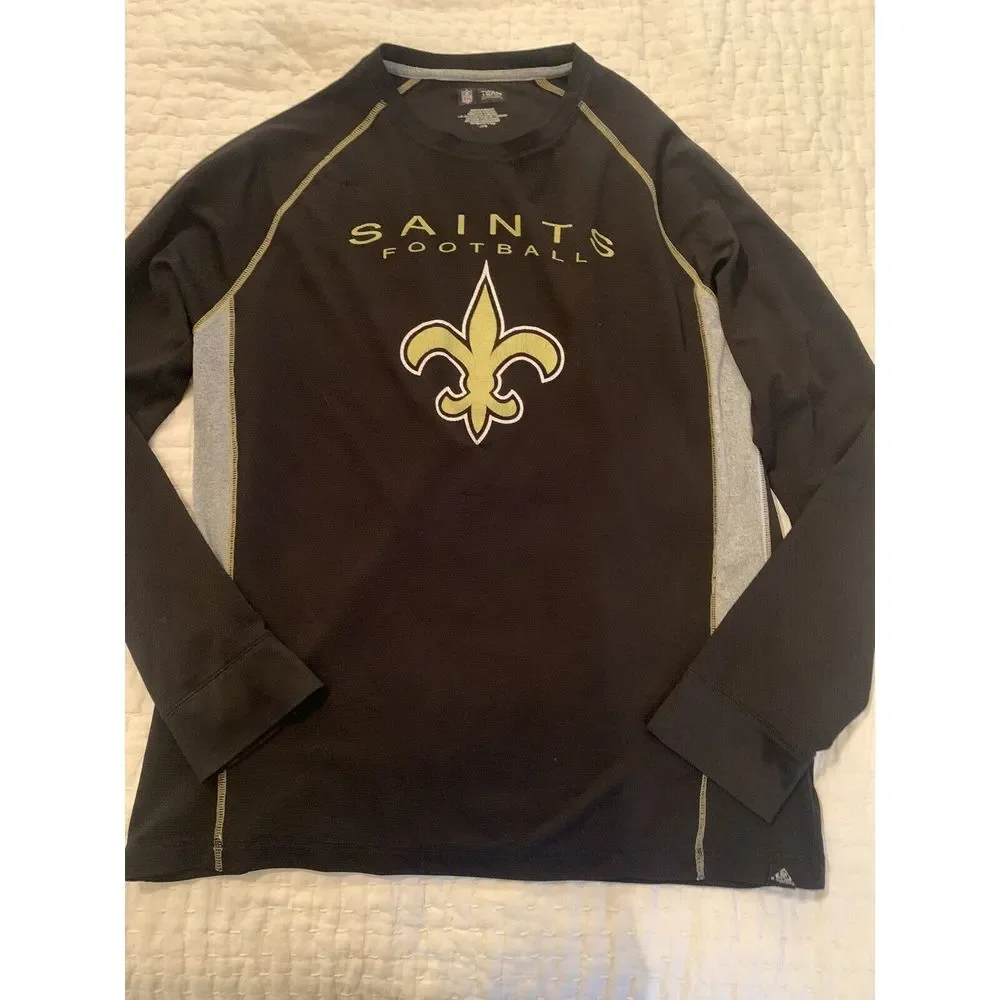NFL New Orleans Saints Pullover Men's Large Black Crew Neck Cotton Long Slv